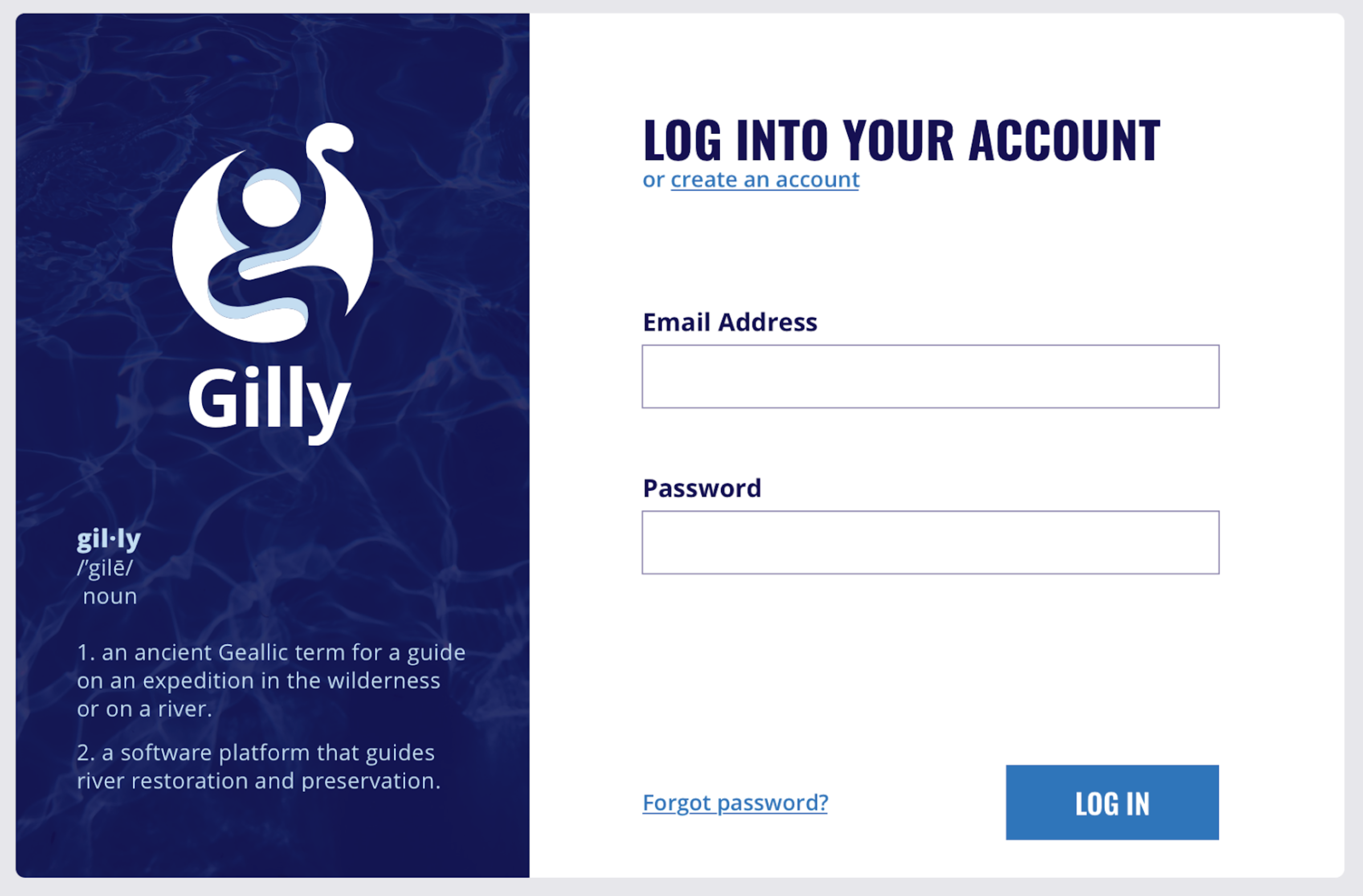 Gilly LogIn Preview